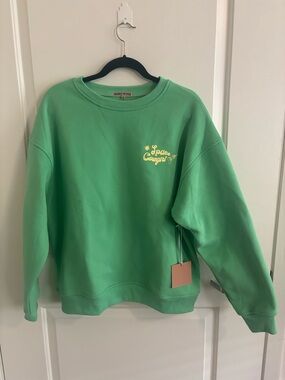 Bailey Rose Space Cowgirl Neon Green Crewneck Sweatshirt, NWT, Size Large